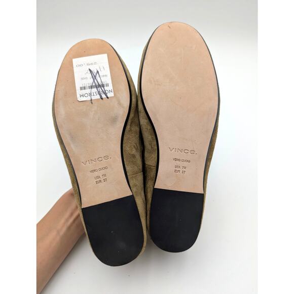 Vince Marin Round Toe Boat Loafer Women's Olivewood Suede Size US7M EU37 - Picture 8 of 14